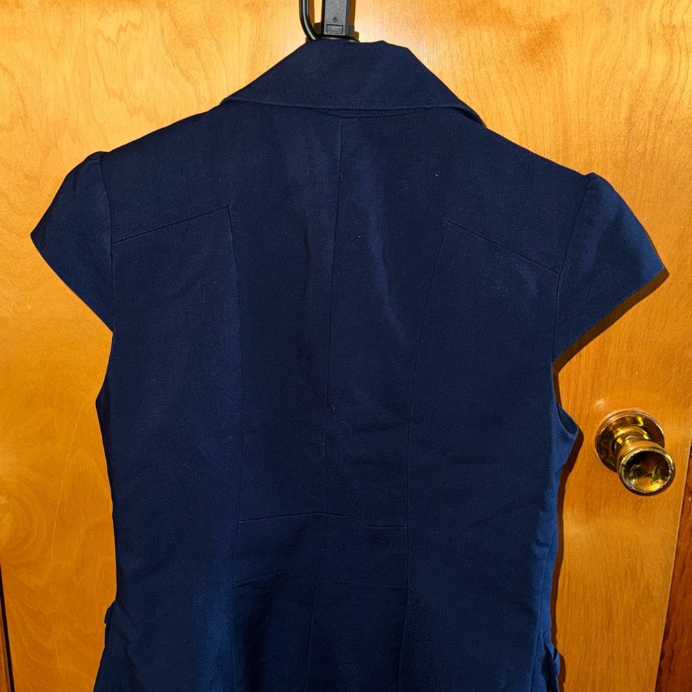 New York & Company Navy Short Sleeve Blazer with Gold Trim - Picture 6 of 7